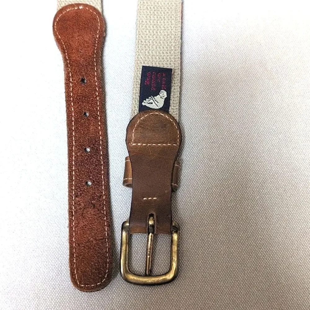 A Tail We Could Wag Cotton & Leather Artisan Men's Belt Italian Brass Buckle